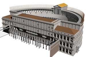 . Incomplete  model of the Theater of Pompey, looking SW (John Burge, J. Packer)